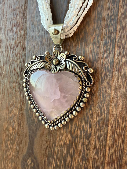 Rose Quartz Heart Necklace