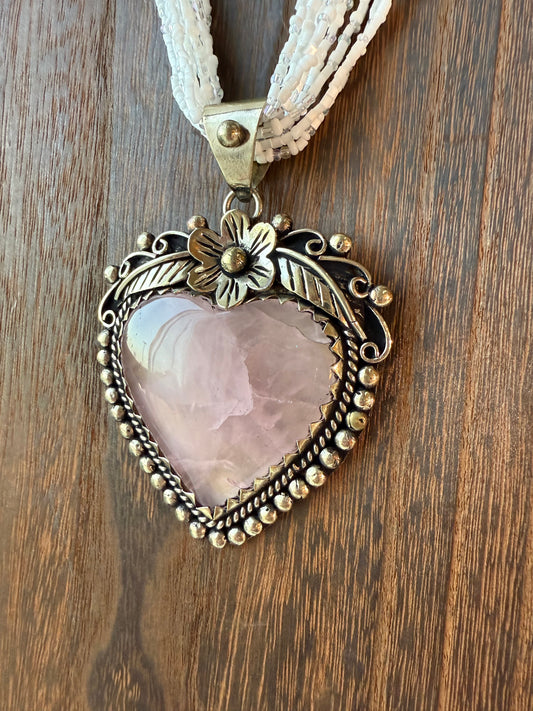 Rose Quartz Heart Necklace