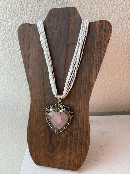 Rose Quartz Heart Necklace